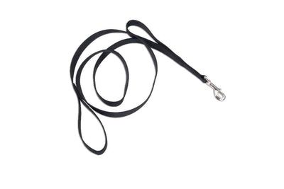 Loops 2 Double Handle Nylon Dog Leash Black, 1 in x 6 ft