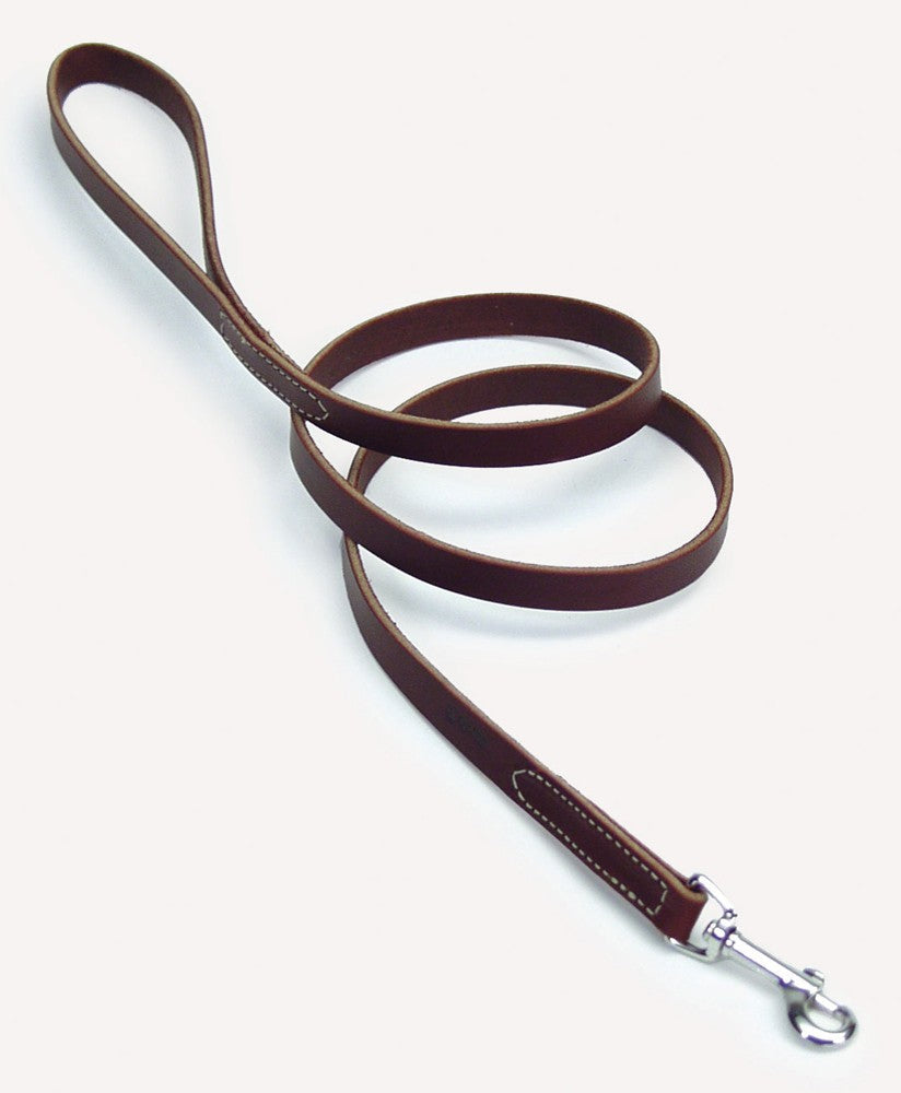 Circle T Latigo Leather Dog Leash - Brown, 1 in x 6 ft
