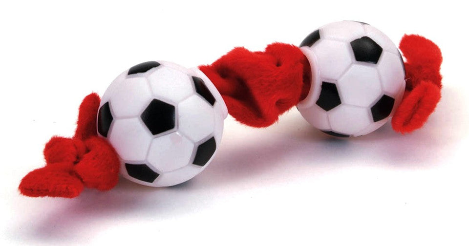 Lil Pals Plush and Vinyl Soccer ball Tug Dog Toy, Brown, 8 in