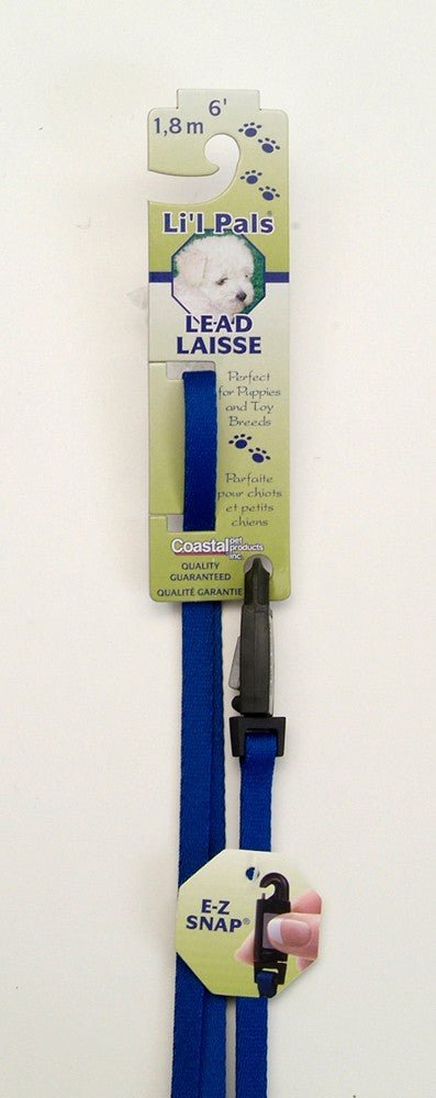 Lil Pals Nylon Dog Leash with E-Z Snap Blue 3/8 in x 6 ft