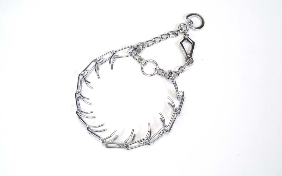 Titan Prong Training with 1-Handed Quick Release Snap Dog Collar Nickel, Chrome 3.3 mm x 20 in