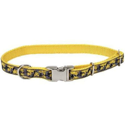 Ribbon Adjustable Nylon Dog Collar with Metal Buckle, Yellow, 5/8 in x 8-12 in