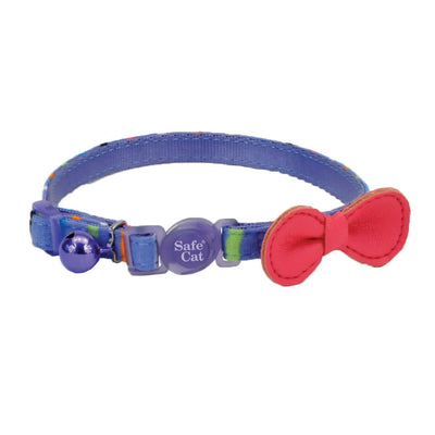 Coastal Products Safe Cat Embellished Fashion Cat Collar Stripe, Blue, 12 in