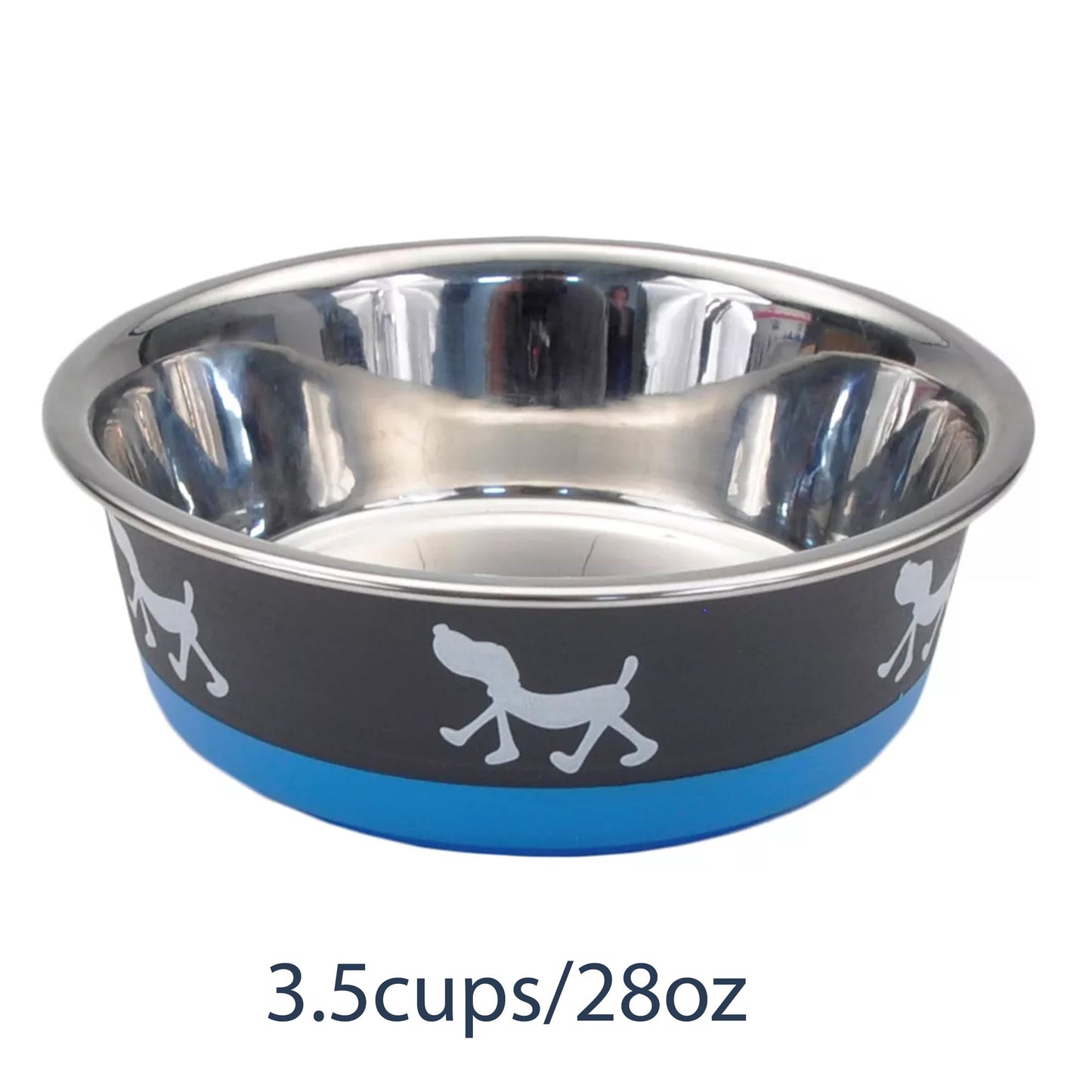 Coastal Pet Maslow Design Series Non-Skid Pup Design Dog Bowls Blue