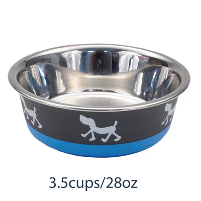 Coastal Pet Maslow Design Series Non-Skid Pup Design Dog Bowls Blue and, Grey 3.5 cups - Pets Perfect