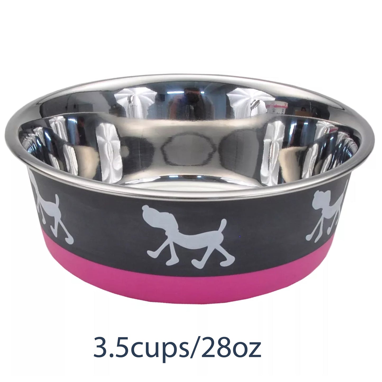 Coastal Pet Maslow Design Series Non-Skid Pup Design Dog Bowls Pink