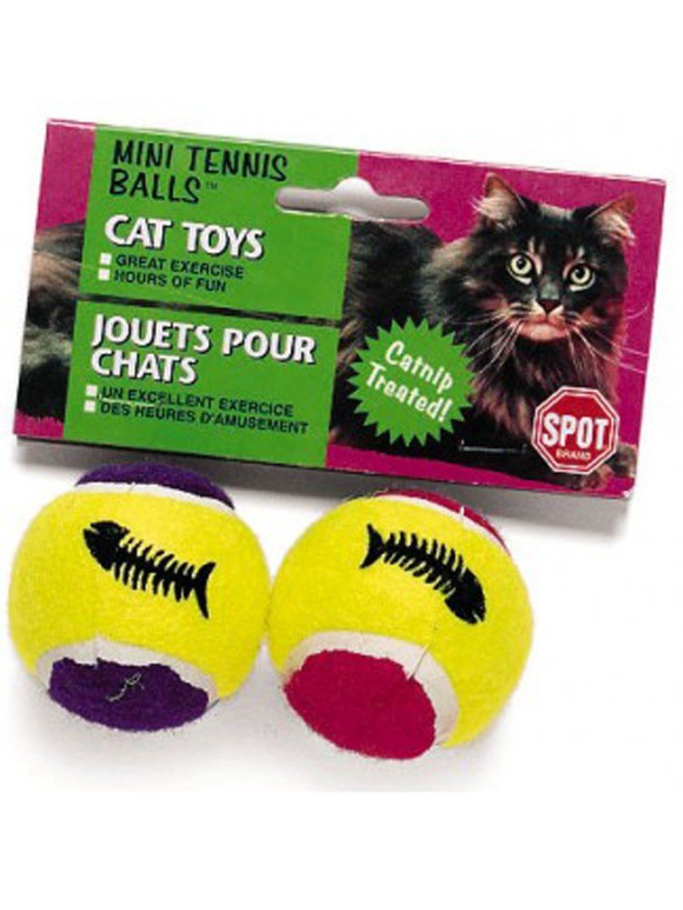 Spot Mini Tennis Balls Cat Toy with Bell and Catnip Assorted 2 in 2 ct