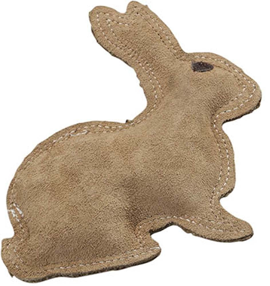 Dura-Fused Leather & Jute Dog Toy Rabbit, Brown Small