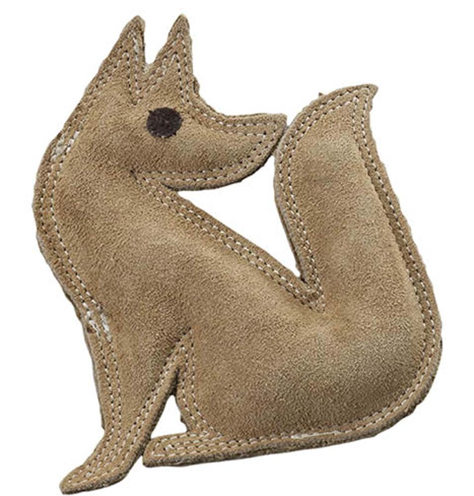 Dura-Fused Leather Dog Toy Fox, Brown Small