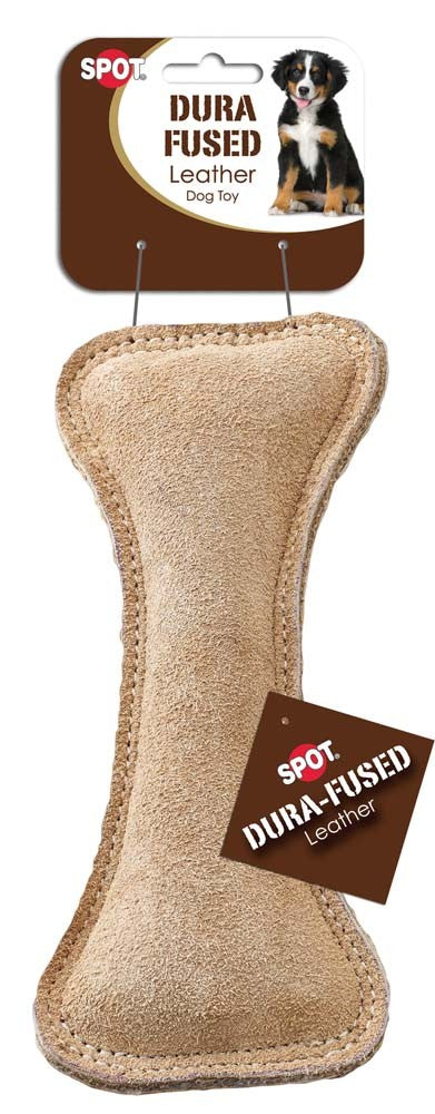 Dura-Fused Leather Bone Dog Toy, Brown, 7 in