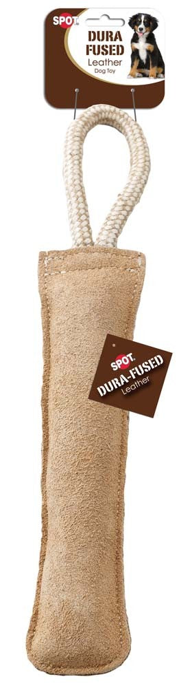 Dura-Fused Leather Retriever Dog Toy, Brown, White, 15 in