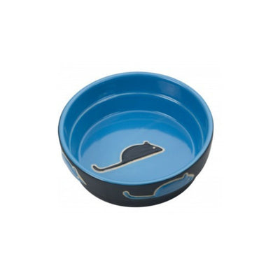 Spot 5" Cat Blue Fresco Stoneware Dish by Ethical Pet