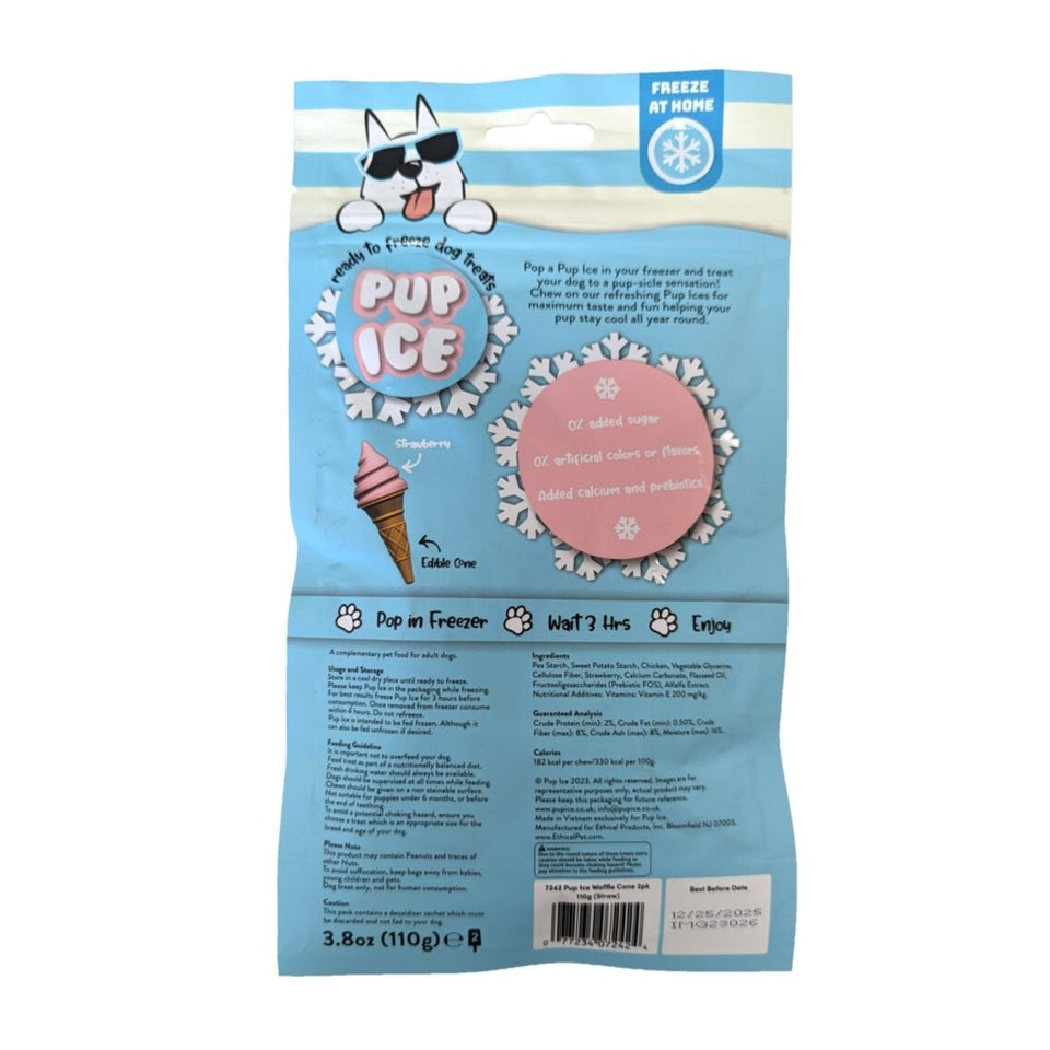 Pup Ice Waffle Cone Strawberry 2 ct - Pets Perfect