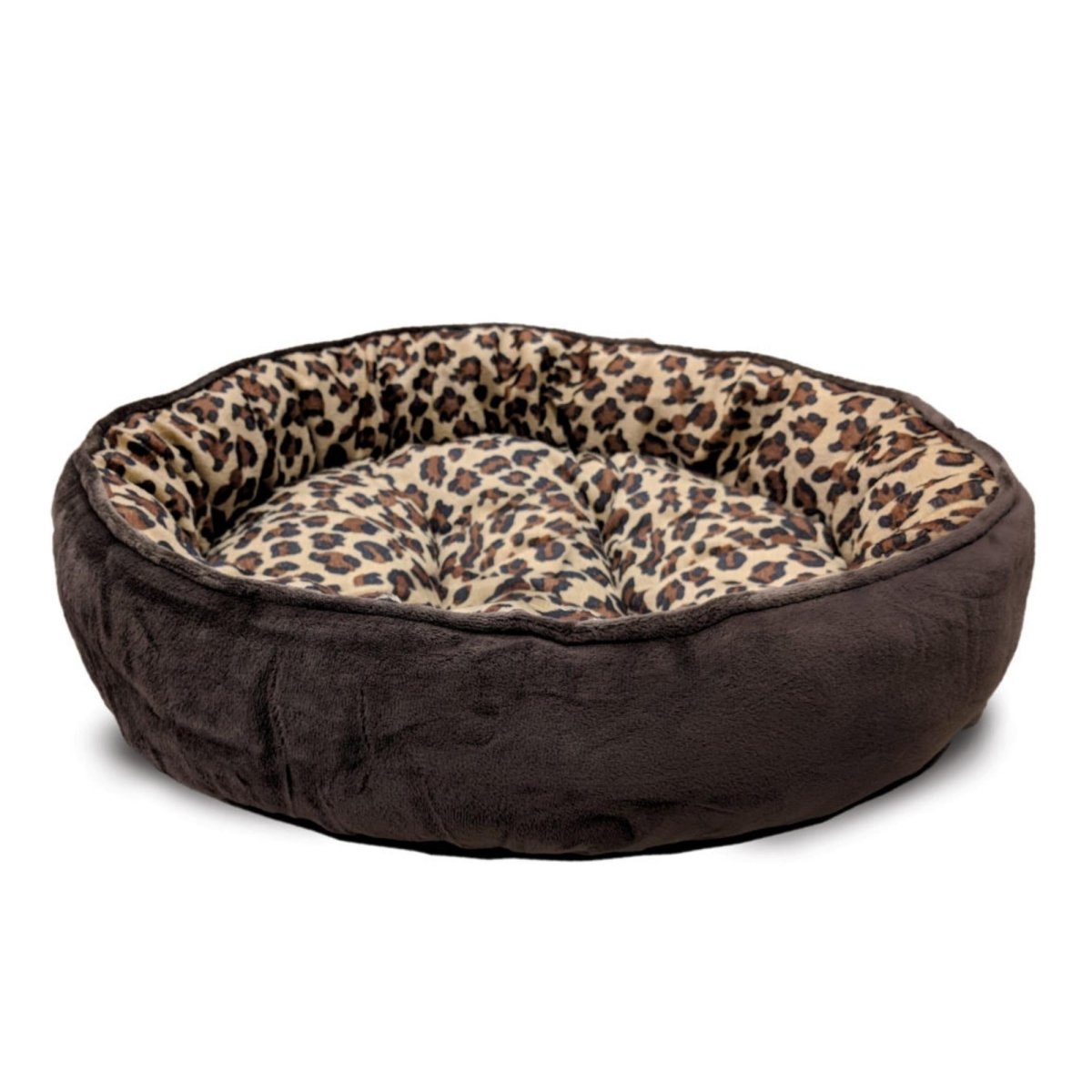 Ethical Pet Sleep Zone Cheetah Round Napper 20" Chocolate - Pets Perfect