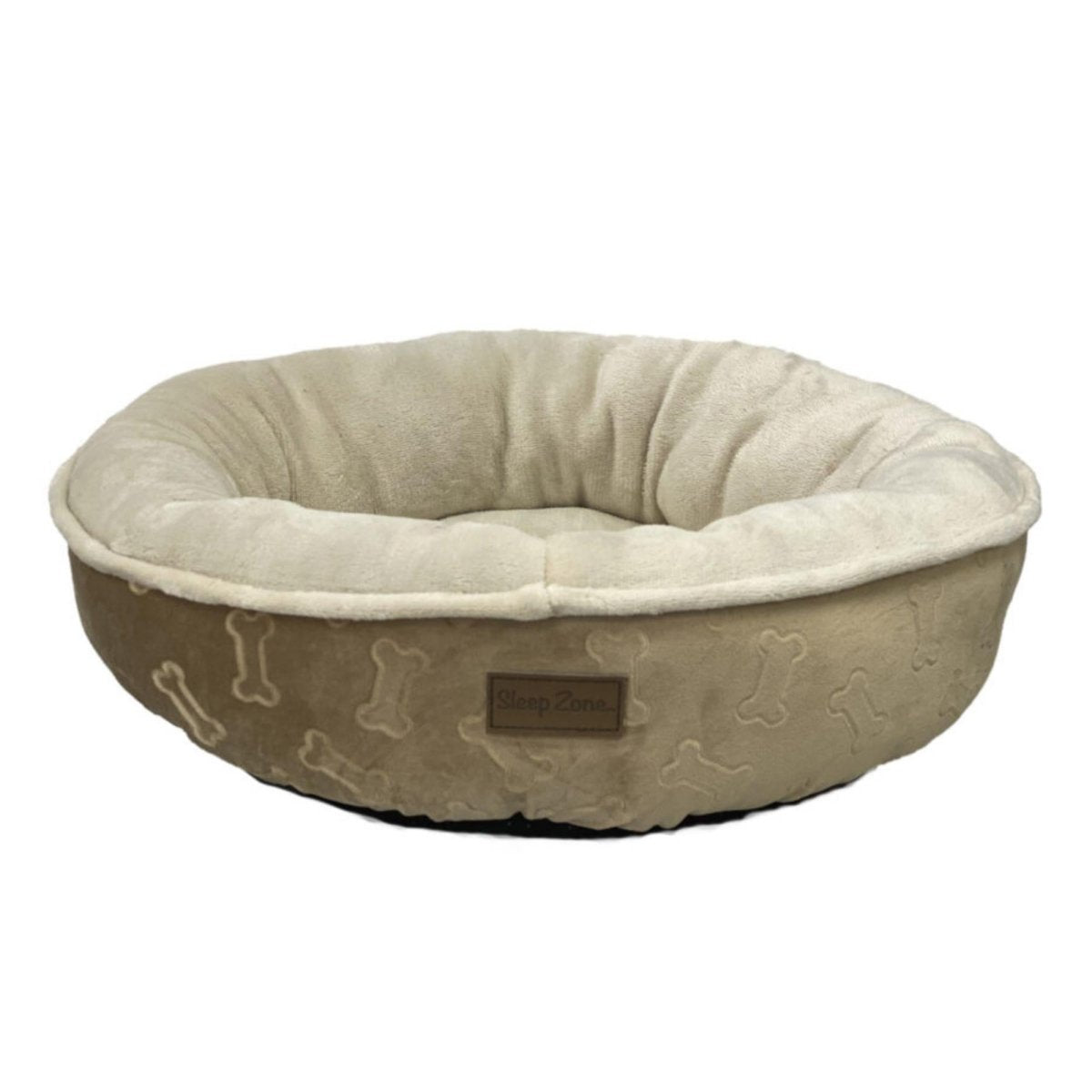 Ethical Pet Sleep Zone Embossed Bone Round18" Taupe - Pets Perfect