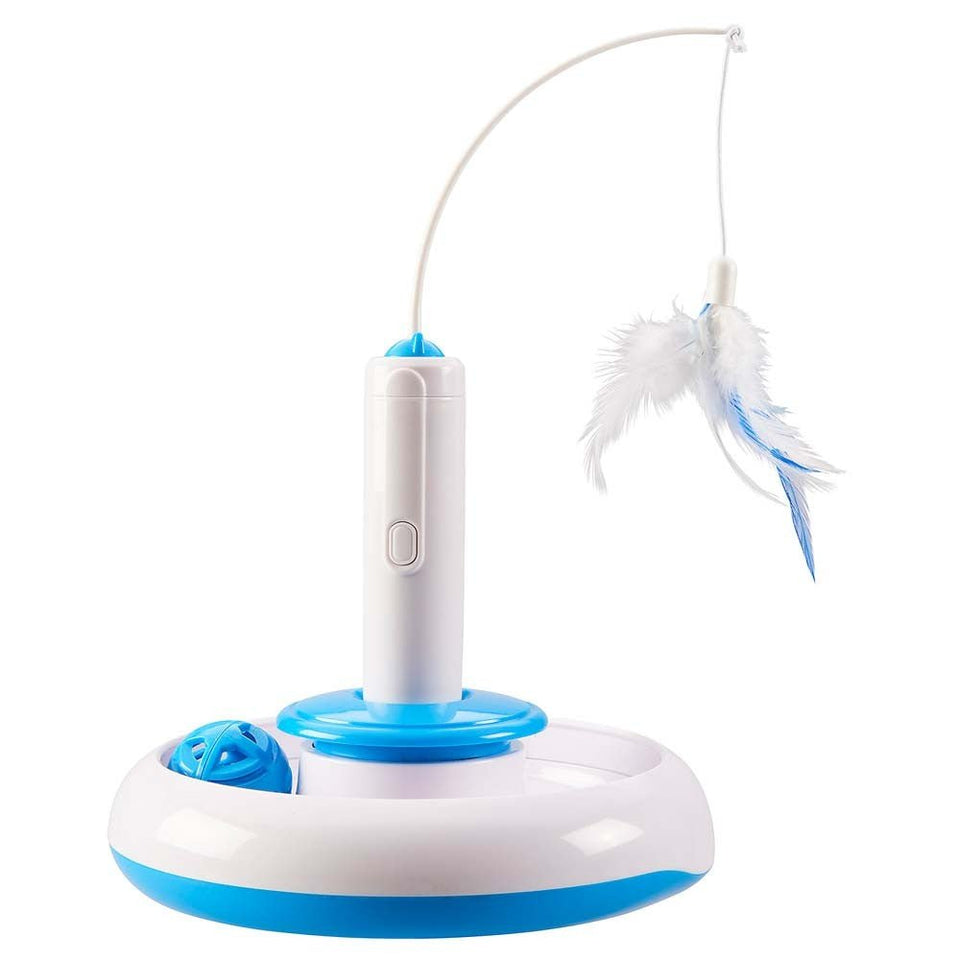 Spot Spin Around Track Cat Toy White & Blue