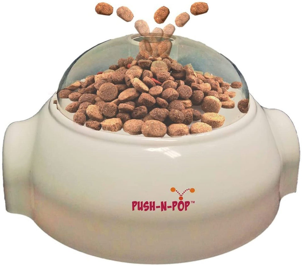 Spot Cat Treat Dispenser Cat Toy Push-n-Pop White