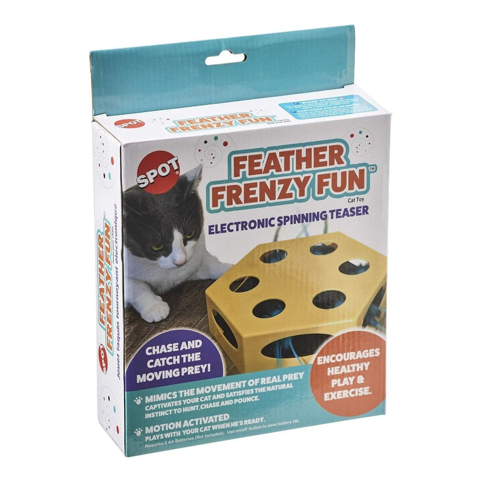 Spot Feather Frenzy Fun Cat Toy Yellow 8.5 in