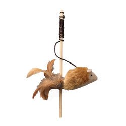 Spot Squeakeeez Mouse Teaser Wand Cat Toy Assorted Tan-Brown 14 in, view 2
