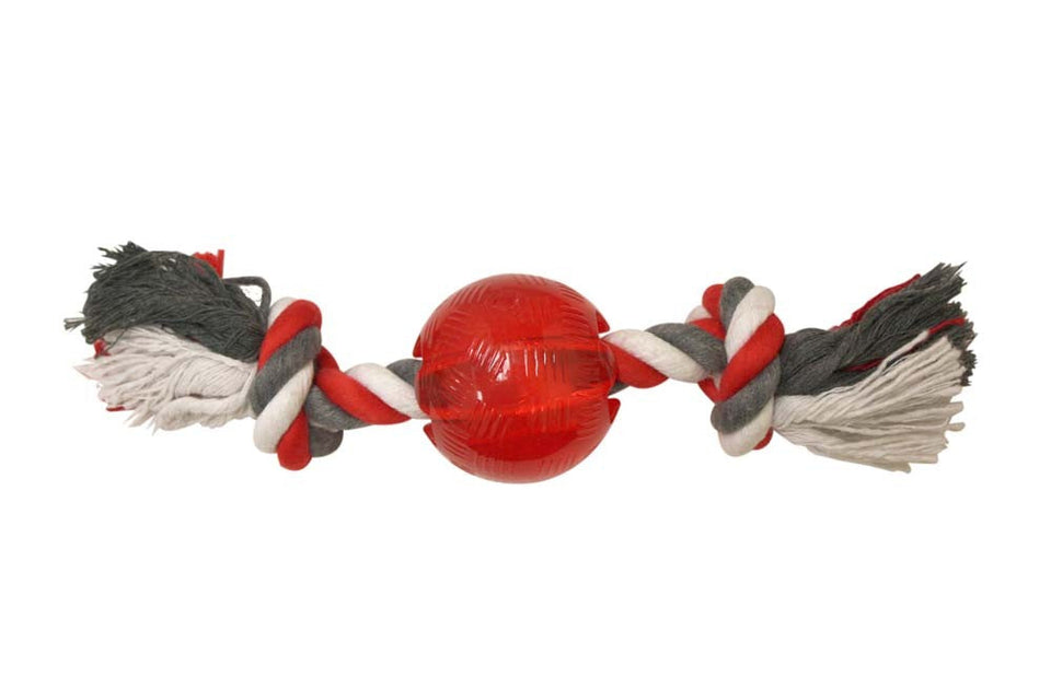 Spot Play Strong Ball with Rope Dog Toy, Red, 2.5 in