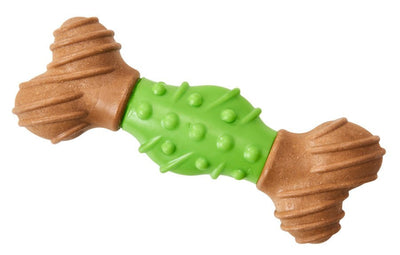 Bam-Bone Dental Bone Dog Toy Green/Brown, 7 in