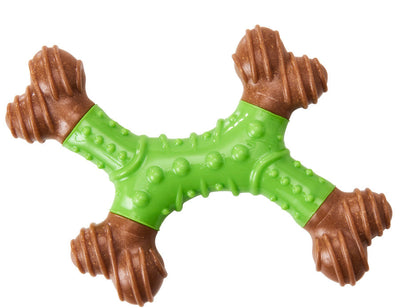 Bam-Bone Dental x-Bone Dog Toy Green/Brown, 8 in