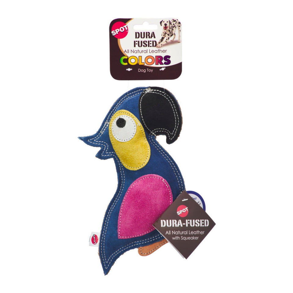 Spot Dura-fuse Leather Parrot Dog Toy Assorted, 1ea/8 in