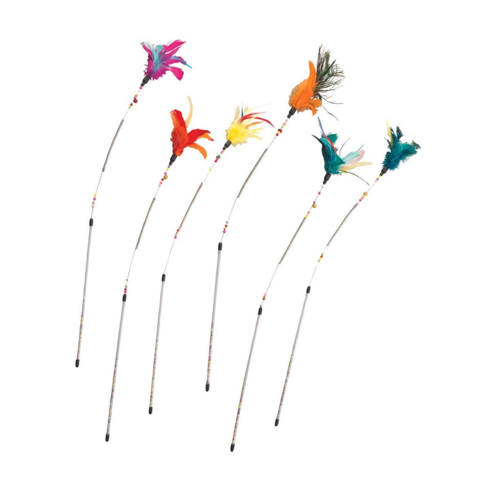 Spot 26" Spring Coil Teaser Wand - 6 Pc Assorted by Ethical Pet - Cat Toys Teaser