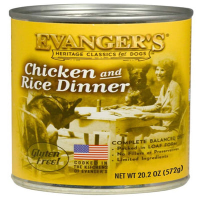 Evanger's Heritage Classic Wet Dog Food Chicken & Rice, 20.2 oz each, Case of 12