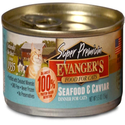 Evanger's Super Premium Wet Cat Food Seafood & Caviar 5.5 oz 24 ct
