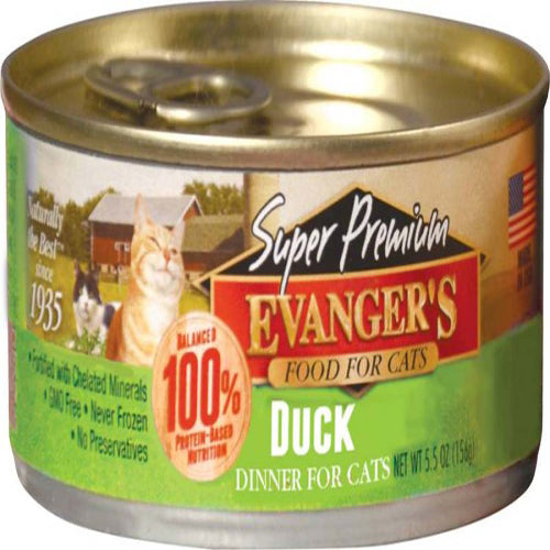 Evanger's Super Premium Wet Cat Food Duck 5.5 oz 24 ct