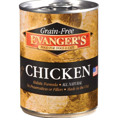 Evanger's Grain-Free Wet Dog & Cat Wet Dog Food Chicken, 12.8 oz each, Case of 12