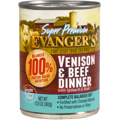 Evanger's Super Premium Limited Ingredient Wet Dog Food Venison/Beef, 12.8 oz each, Case of 12
