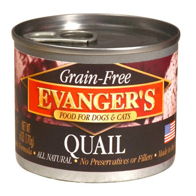 Evanger's Grain-Free Wet Dog & Cat Wet Dog Food Quail, 6 oz 24 ct