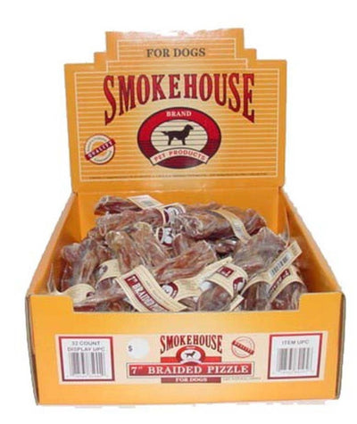 Smokehouse USA Made Braided Pizzle Dog Treats 7 in, 32 ct - Pets Perfect