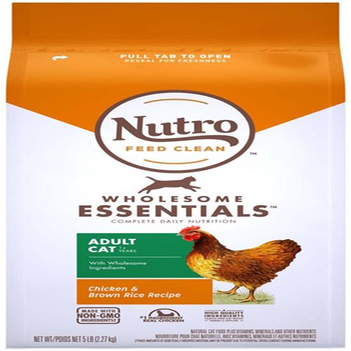 Nutro Products Wholesome Essentials Adult Dry Cat Food Chicken & Brown Rice 5lb - Pets Perfect