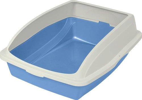 Van Ness Plastics Framed Cat Litter Pan White/Blue, Large (Case of 6) - Pets Perfect
