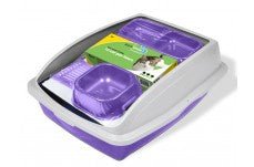Van Ness Plastics Cat Starter Framed Litter Pan Kit White|Blue, (Case of 4) - Pets Perfect