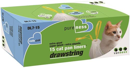 Van Ness Plastics Drawstring Cat Pan Liner White Extra-Giant, 6 ct