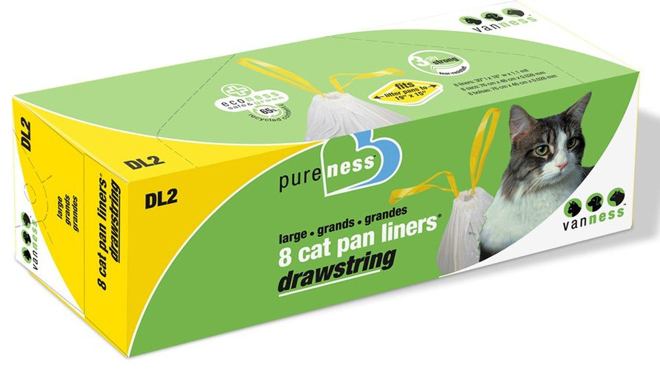 Van Ness Plastics Drawstring Cat Pan Liner White Large, 8 ct