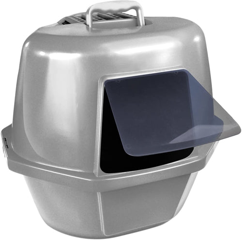 Van Ness Plastics Enclosed Corner Cat Litter Box Silver 1ea/LG - Pets Perfect