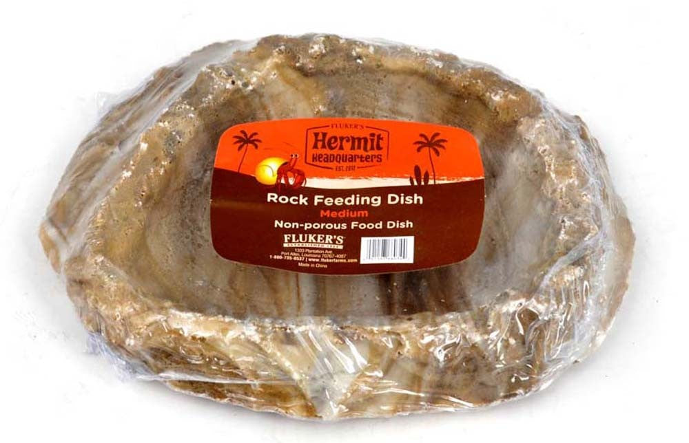 Fluker's Hermit Crab Rock Feeding Dish Brown, Medium