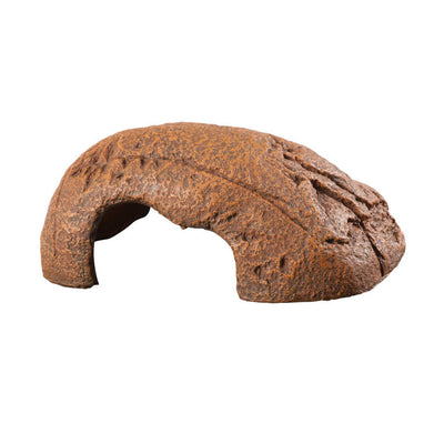 Large, reddish-brown Zilla Rock Den with an arched opening, shown from a slightly elevated side angle.