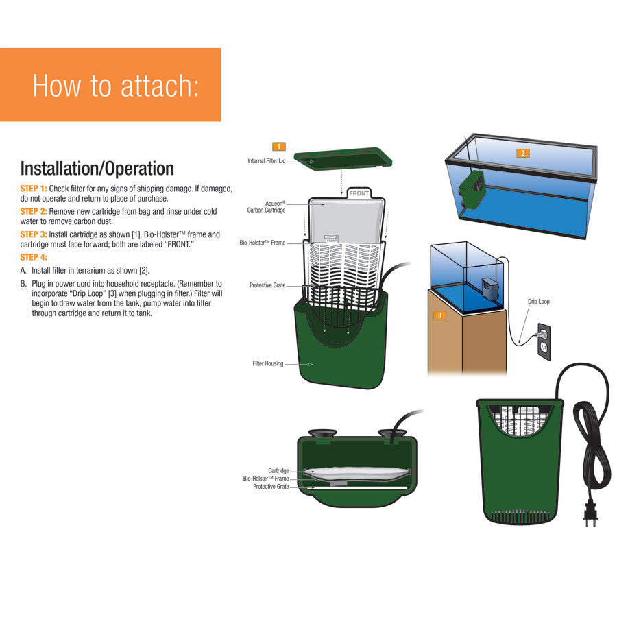 Zilla Aquatic Reptile Internal Filter, 20 gal