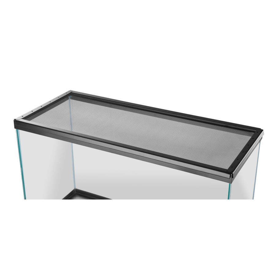 Zilla 24x12-inch reptile terrarium screen cover on a glass tank, viewed from a high angle.