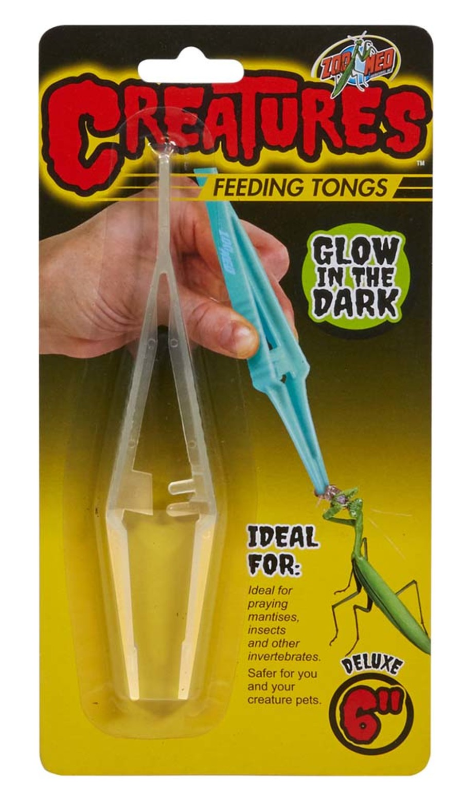 Zoo Med Creatures Feeding Tongs Glow in the Dark, Blue, 6 in