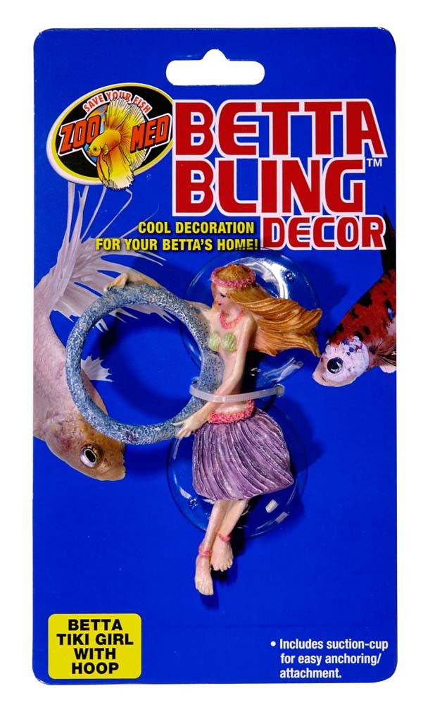 Zoo Med Betta Bling Tiki Girl Statue with Hoop Multi-Color