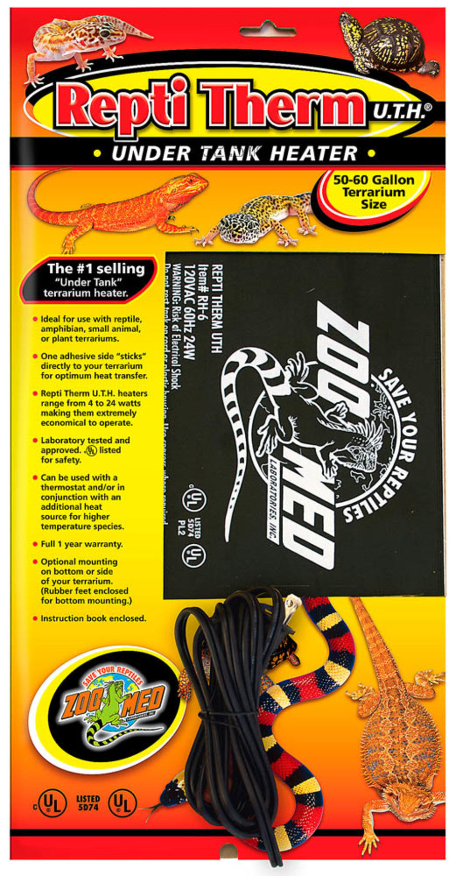 Zoo Med ReptiTherm Under Tank Heater (U.T.H) 24W, 8 in x 18 in, Large