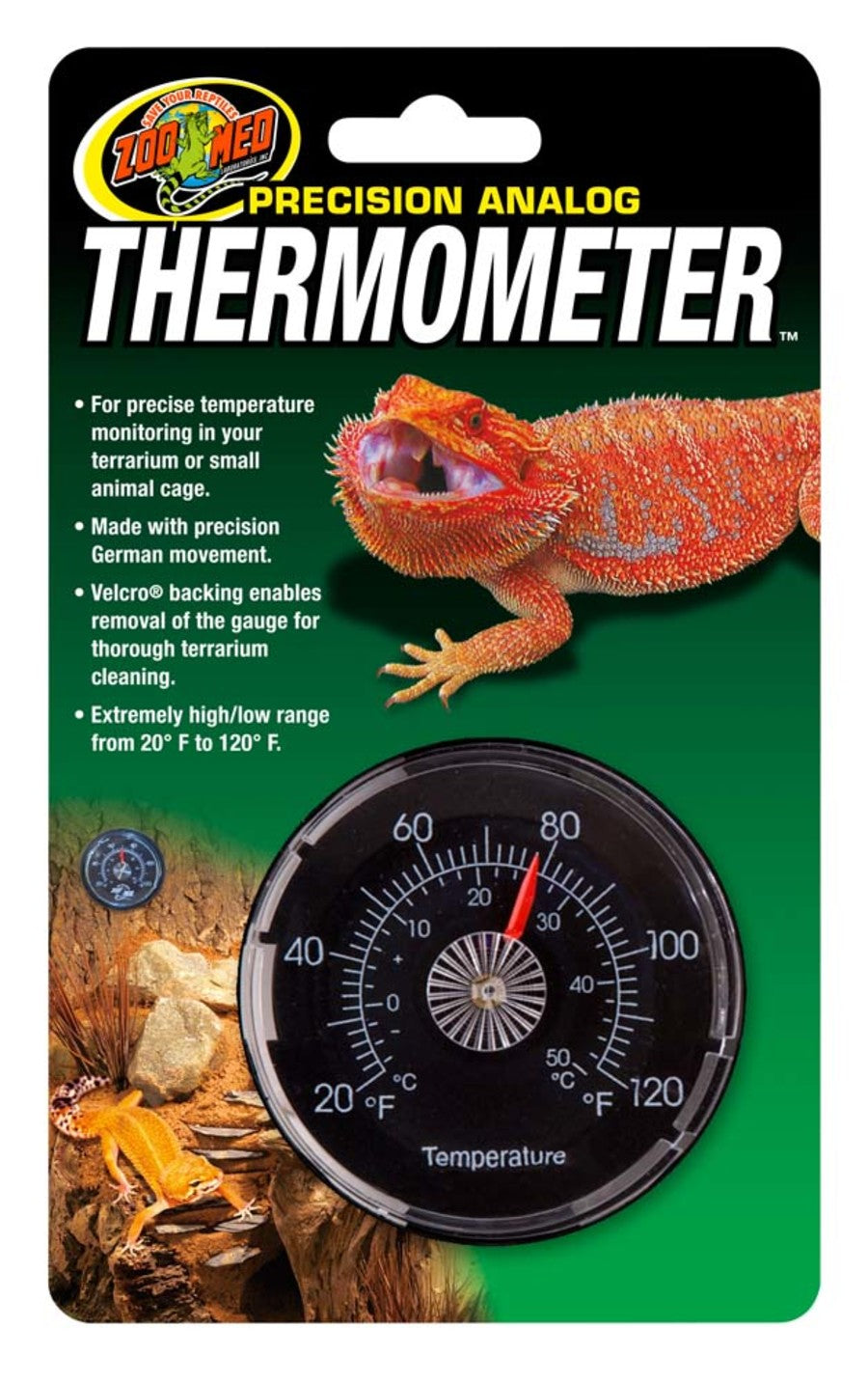 Zoo Med Precision Analog Reptile Thermometer, Black