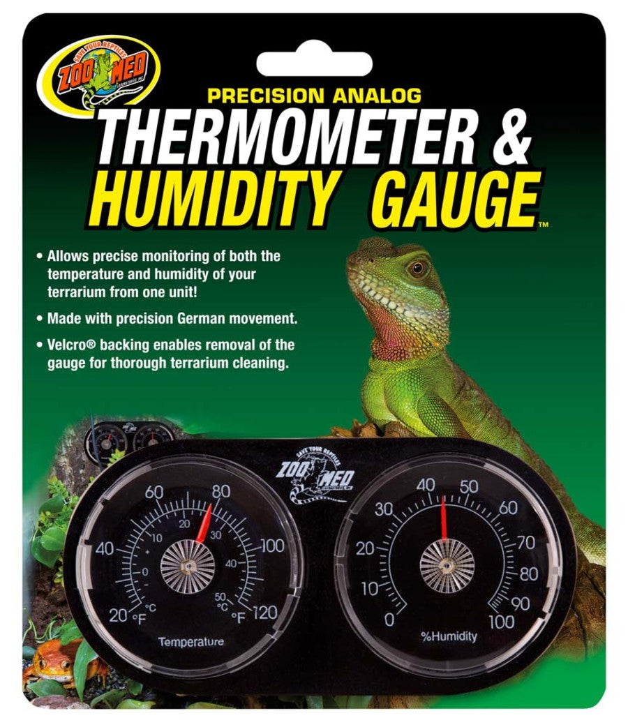 Zoo Med Precision Analog Thermometer and Humidity Gauge, Black